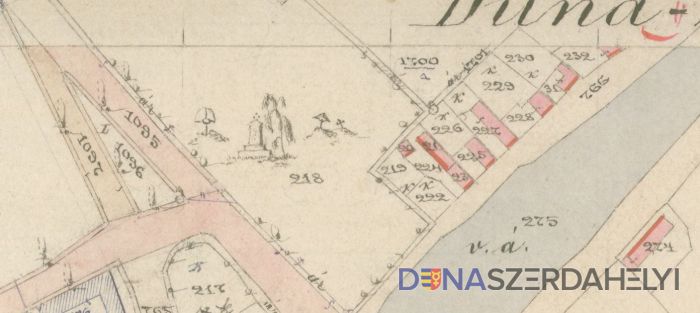 Az egykori temető térképe az 1800-as évek végén (Csaplár Benedek Adattár) Szerdahely–Újfalu régi temetője