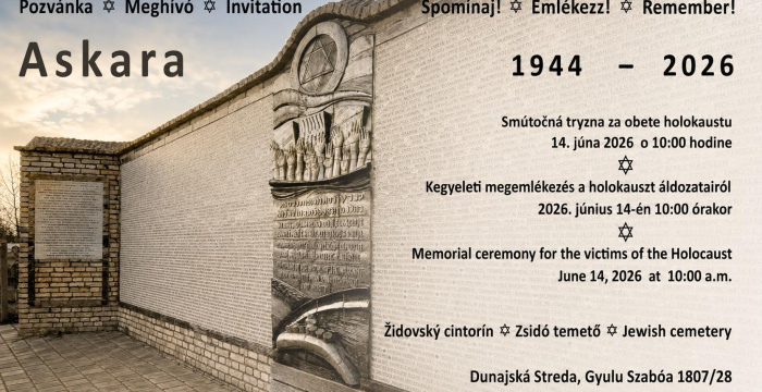 Kegyeleti megemlékezést tartanak a holokauszt áldozatainak emlékére Dunaszerdahelyen