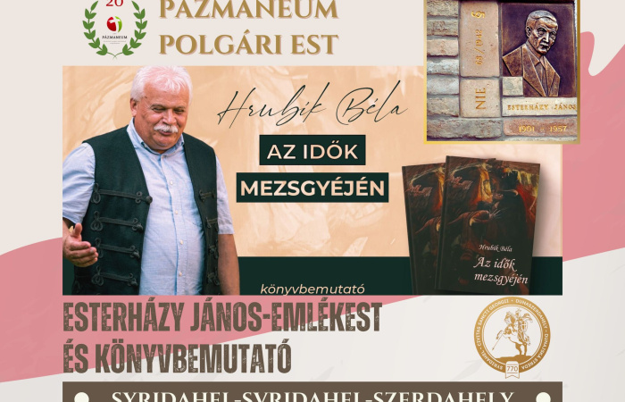 Esterházy Jánosra emlékezik és Hrubík Béla könyvét mutatja be a Pázmaneum