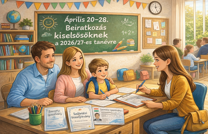 Április 20–28-a között lehet beíratni a kiselsősöket a 2026/27-es tanévre