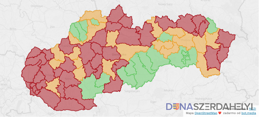 Már a Dunaszerdahelyi járás is vörös besorolású