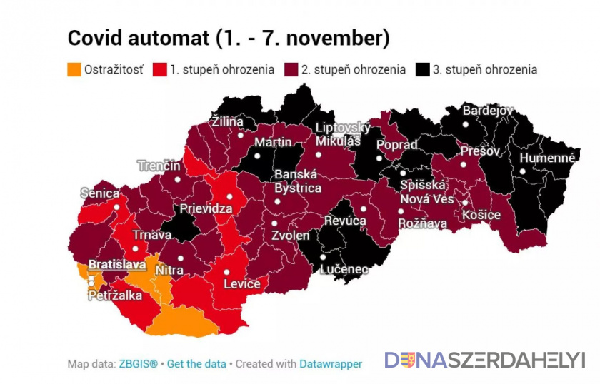 Hétfőtől 24 járás van feketében a Covid-automata szerint