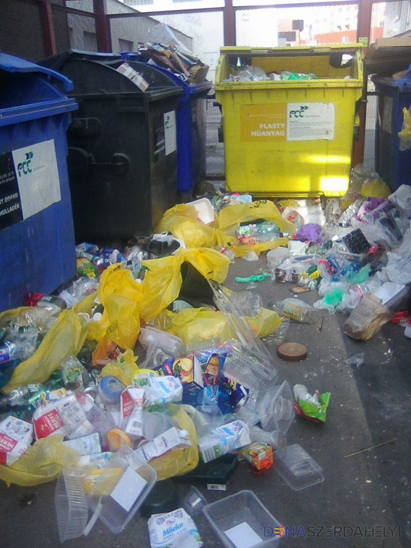 A visszaváltható műanyag flakonokért tépik szét a műanyag hulladékot gyűjtő zsákokat a családi házas övezetben