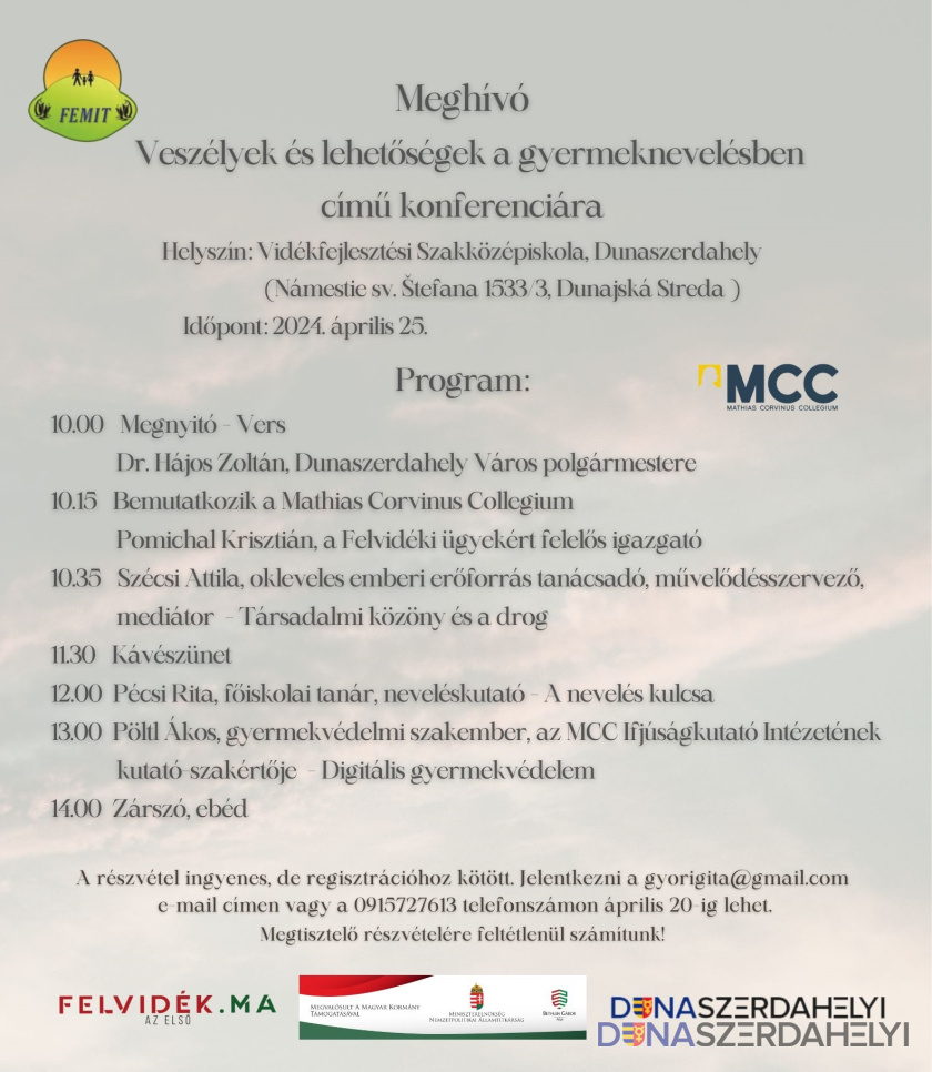 Felvidéki Magyar Ifjúságért Társulás Konferencia a gyermeknevelésről