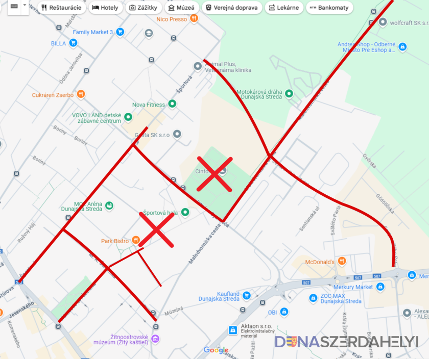 Forrás: dunstreda / FB-oldala Útlezárások a labdarúgó-mérkőzés idején – május 1.