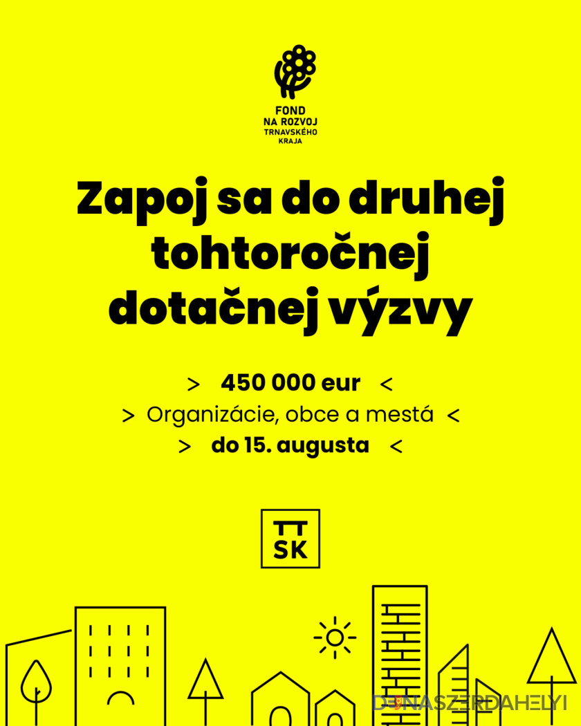 Kivételes, régiókon átívelő ötletek ismét támogatásban részesülhetnek – 450 ezer euró áll rendelkezésre a Nagyszombat Megyei Fejlesztési Alapban