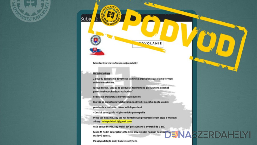 Facebook / Polícia SR A rendőrség nevében fenyegetnek újabban a csalók