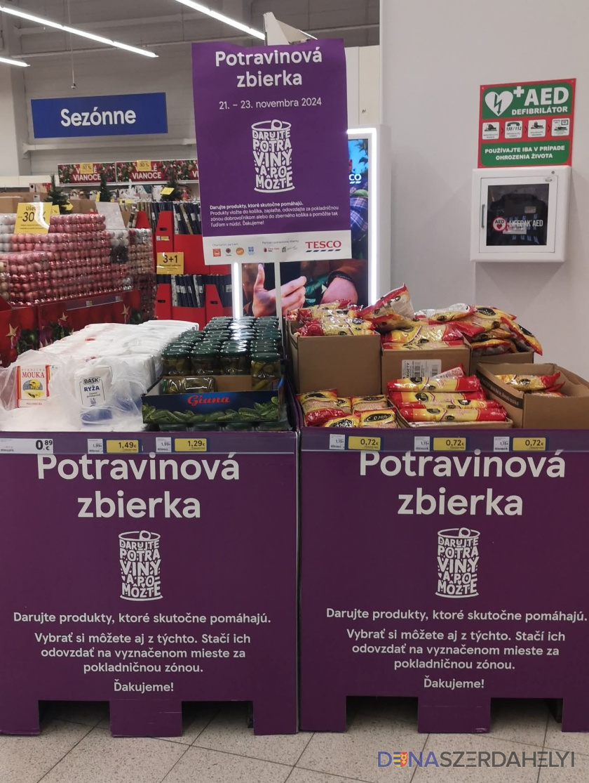 Élelmiszergyűjtés a rászorulókért – a dunaszerdahelyi plébániai karitász adományozó akciója a Tescóban