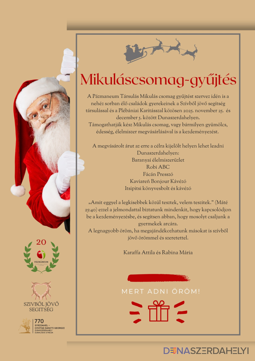 Mikulás-csomag gyűjtés a nehéz sorsban élő családok gyermekeinek