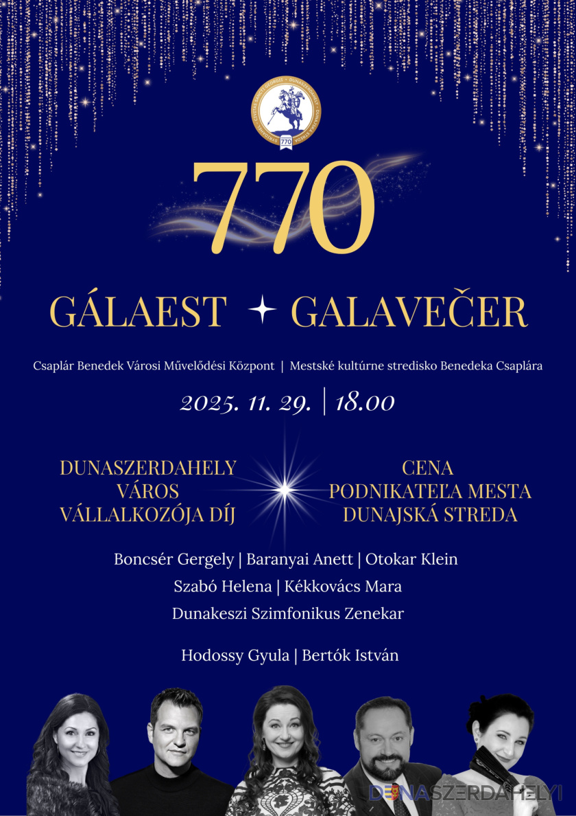 Ünnepi gálaest szombaton a 770-es évforduló ünnepléseként