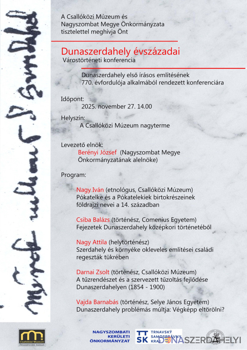 Dunaszerdahely évszázadai – várostörténeti konferencia a Csallóközi Múzeumban