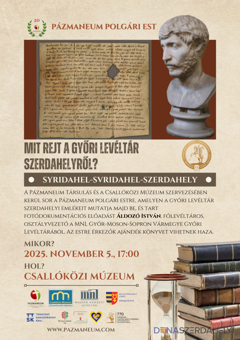 Mit rejt a győri levéltár Szerdahelyről? – Pázmaneum Polgári Est a Csallóközi Múzeumban