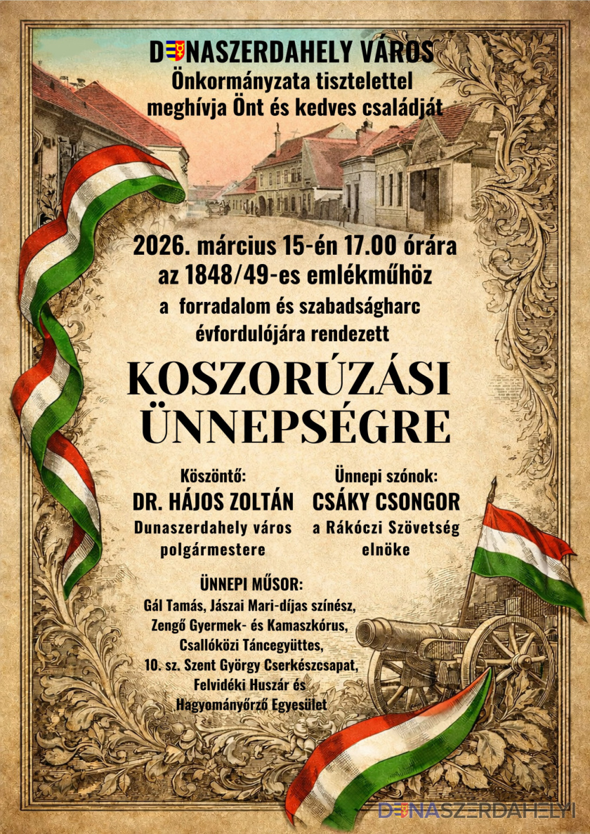 Március 15-i koszorúzási ünnepség Dunaszerdahelyen