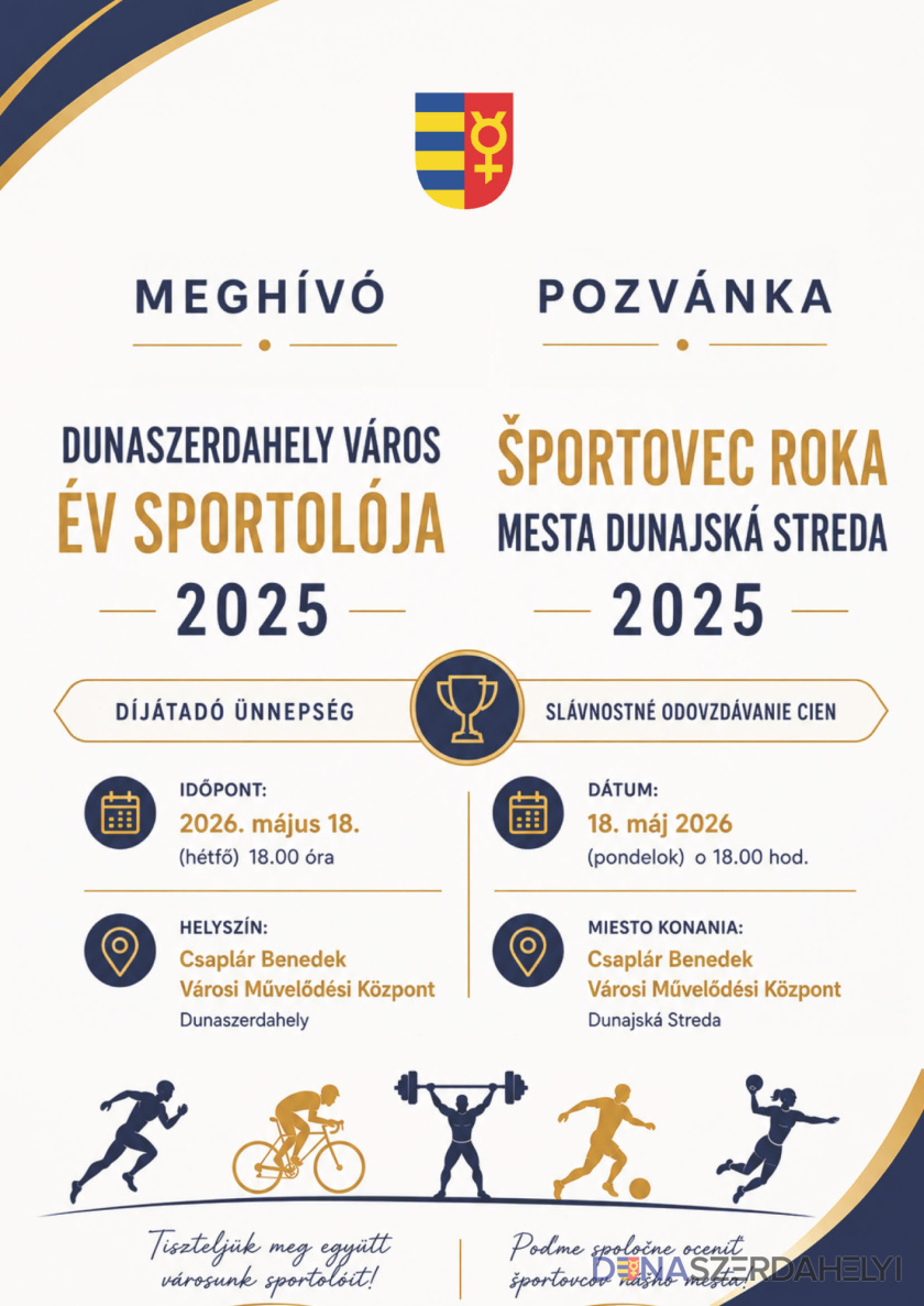Május 18-án adják át a „Dunaszerdahely Város Év Sportolója 2025” díjakat