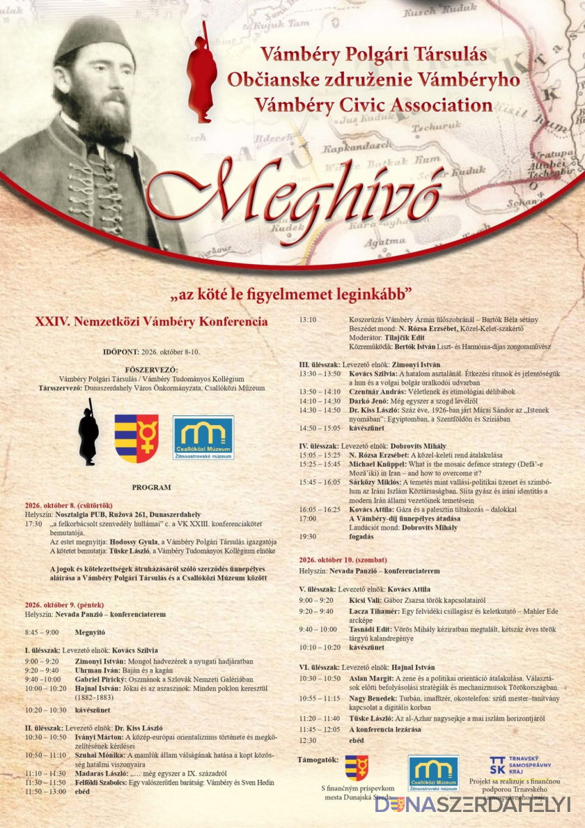 Háromnapos programmal várja az érdeklődőket a XXIV. Nemzetközi Vámbéry Konferencia