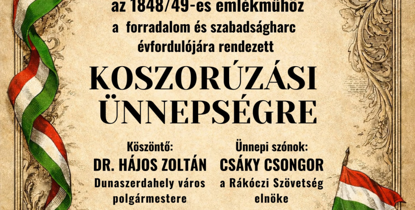 Március 15-i koszorúzási ünnepség Dunaszerdahelyen