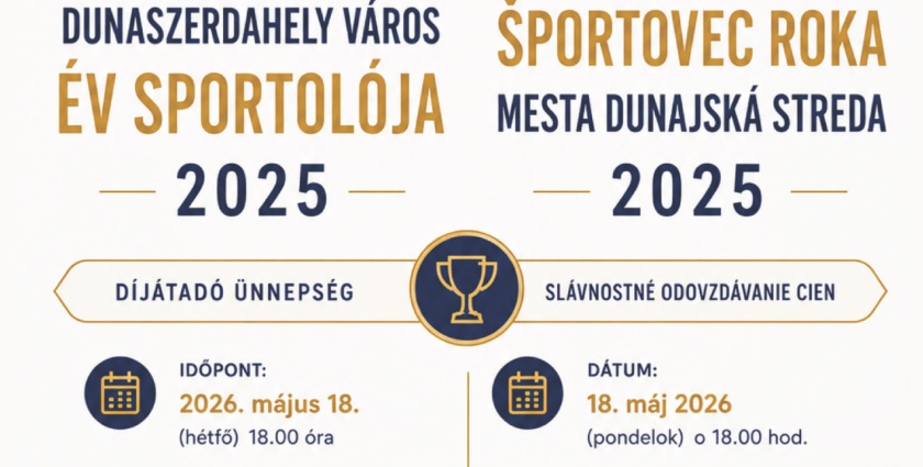 Május 18-án adják át a „Dunaszerdahely Város Év Sportolója 2025” díjakat