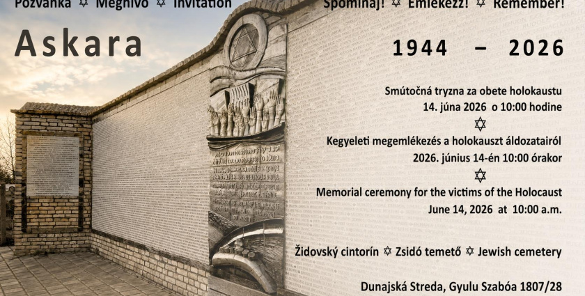 Kegyeleti megemlékezést tartanak a holokauszt áldozatainak emlékére Dunaszerdahelyen