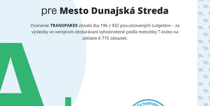 Felelős közbeszerző 2025 elismerést kapott Dunaszerdahely